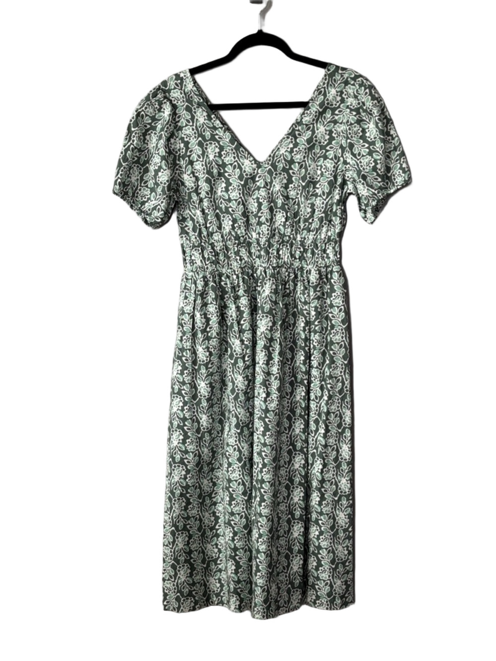 J.Crew Green Floral Midi Dress Size 6 Puff Sleeve Cottagecore Summer Dress NWT - Picture 2 of 10
